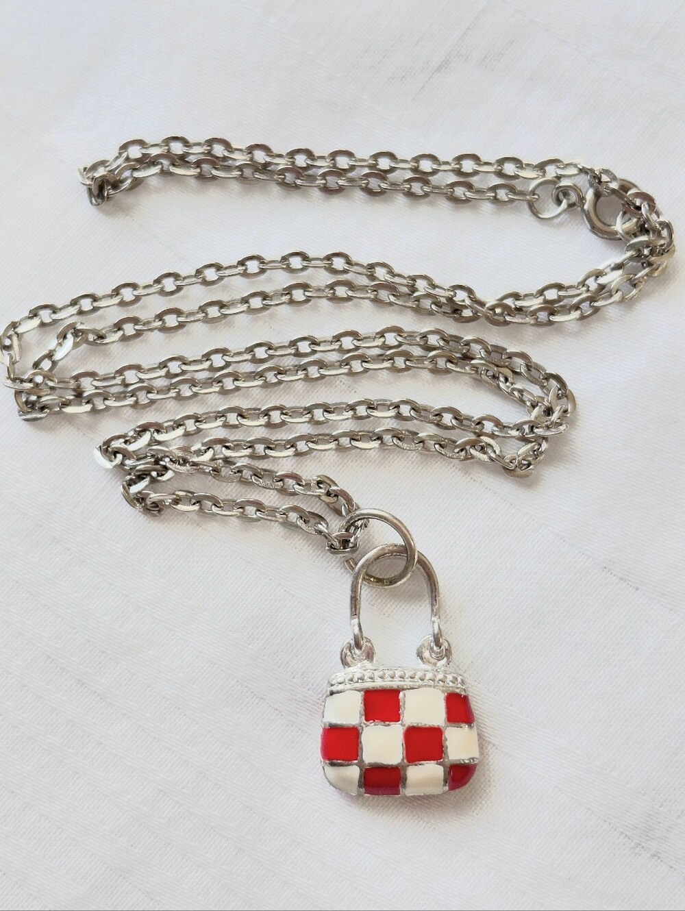 Silver Purse Bag Charm Necklace